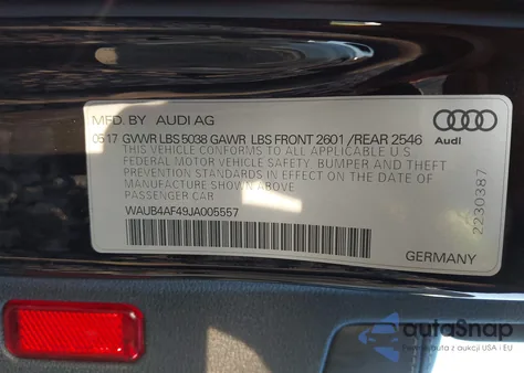 2018 Audi S4 3.0T Premium Plus из США, поврежденный, VIN WAUB4AF49JA005557